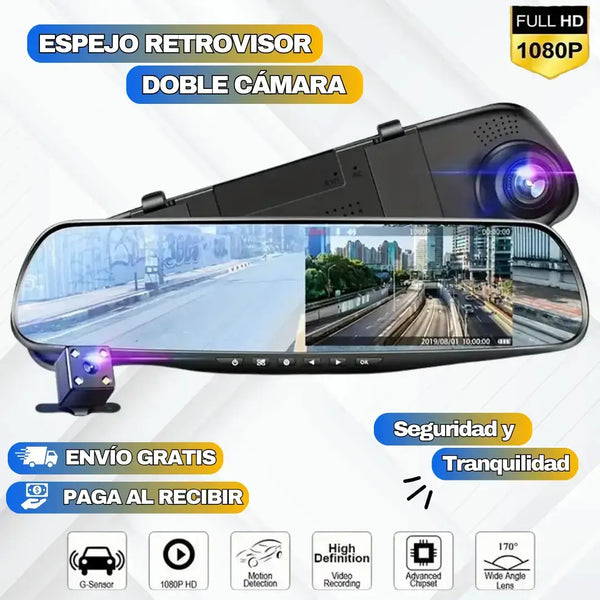 ESPEJO RETROVISOR DOBLE CÁMARA + Envío Gratis y Pago Contraentrega 🚚