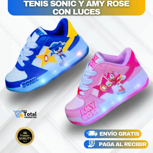 TENIS DE SONIC Y AMY ROSE CON LUCES + Envío Gratis y Pago Contraentrega 🚚