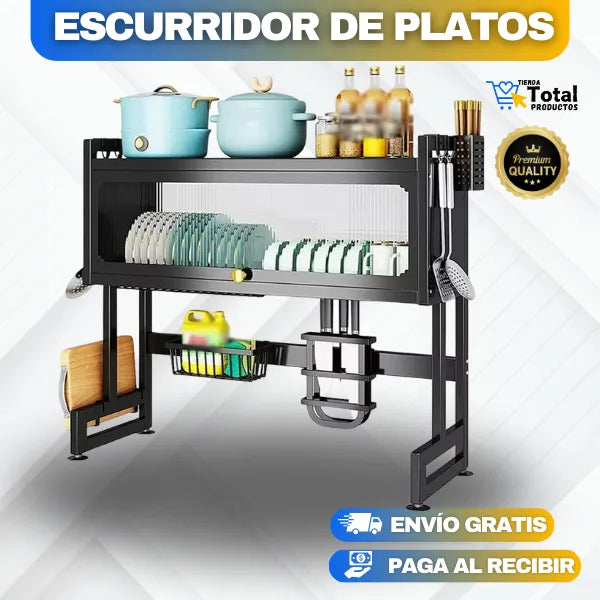 ESCURRIDOR DE PLATOS CON ALMACENAMIENTO + Envío Gratis y Pago Contraentrega 🚚